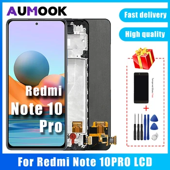 Оригинален AMOLED-дисплей за Redmi Note 10Pro, сензорен екран с рамка, дигитайзер в събирането на Xiaomi Redmi Note10Pro LCD