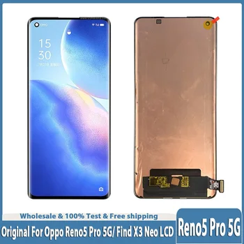 Оригиналът е За Oppo Reno5 Pro 5G LCD PDSM00 PDST00 CPH2201 дисплей Тъчпад Дигитайзер За Oppo Find X3 Neo LCD CPH2207