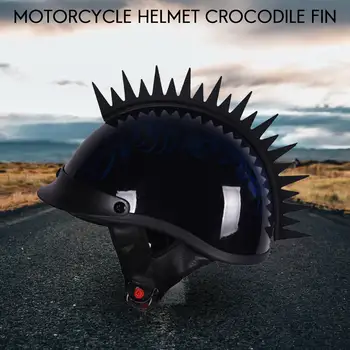 Отразяваща мотоциклет шлем с шип ирокеза, гумена трион с червени стикери на каска (шлем в комплекта не са включени)