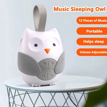 Пишеща машина с бял шум за новородени, Детска залъгалка, таймер за изключване, машина за сън, аудио плеър Owl Sleep с 10 елементи на лека музика за деца
