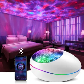 Проектор с океанска вълна Lucky Stone, лека нощ, Bluetooth-музикален плейър, дистанционно управление, цветни led телевизори лека нощ
