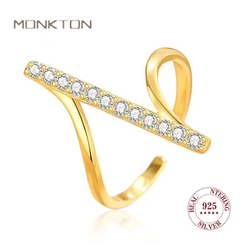 Пръстени от сребро Monkton S925 с геометричен дизайн, бижута за жени и момичета, Сватбени декорации по прост стил, пръстени за пръстите, anillos
