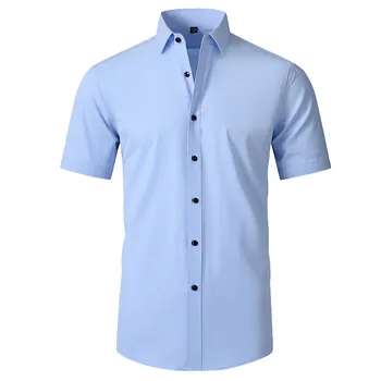 Раирана тениска, мъжки ризи с къс ръкав, 4 начина на разтягане в продължение, Избавляющие от бръчки, Ежедневни тениска с V образно деколте, мъжка риза с копчета в перинеума