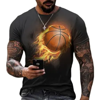 Спортна баскетболно тениска от модно быстросохнущего материал, Мъжки t-shirt оверсайз, ежедневни блузи с кръгло деколте и къс ръкав, спортни костюми