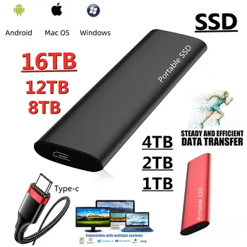 Супер Високоскоростни SSD Sata 1 TB И 2 TB 100% Реални Капацитет Портативни SSD 4 TB 8 TB USB Флаш твърд диск 16 TB Флаш памет Disco Duro Externo