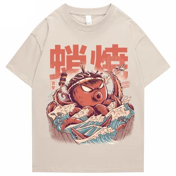 Тениски Градинска облекло Тениски с къс ръкав и анимационни герои Ежедневни летни памучни мъжки хип-хоп разпечатки с кръгло деколте 2022 Японски топ Harajuku