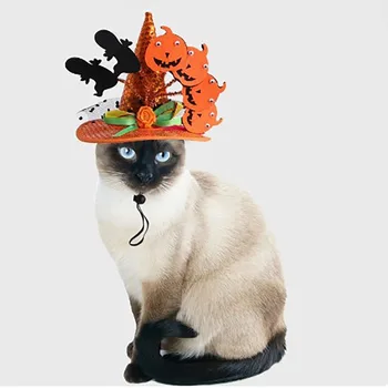 Тъканта Шапка на Хелоуин Сладко Прическа Ins Wind Cat Шапка На Хелоуин За Домашни Любимци Смешни шапки Котка