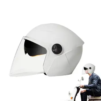 Универсален мотоциклет шлем, прозрачен противотуманный козирка, здрав дишащ каска за защита на главата, половината лица, Велосипеден шлем