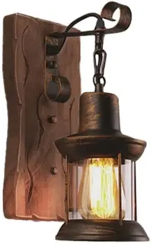 Халба бира в селски стил, Промишлени Реколта лампи, Антични дървени лампа в фермерска къща за преминаване, тоалетка с огледало, антре, спалня