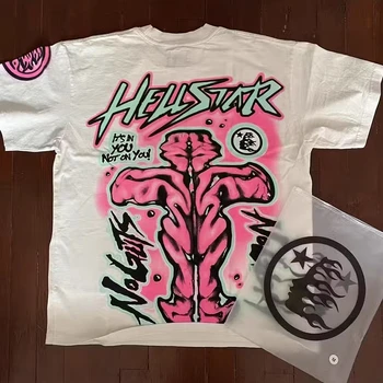 Хип-хоп
 Тениска Hellstar No Черва No Glory За Мъже И Жени, високо Качество на най-Добрата Розова тениска С принтом Kanye West