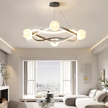 Художествена led полилей, висящ лампа, Модерен интериор за трапезария, окачен таван в помещението за хол