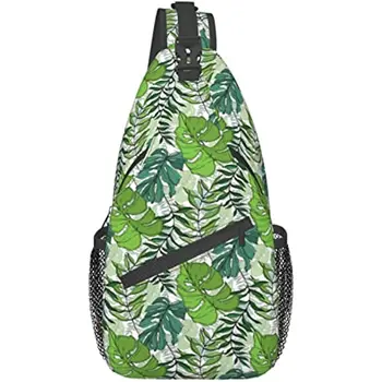 Чанта-прашка с Гавайскими тропически листа за жени, Мъжки чанти-прашка през рамо, чантата през рамо, Нагрудная чанта за пътуване, Унисекс, Ежедневни