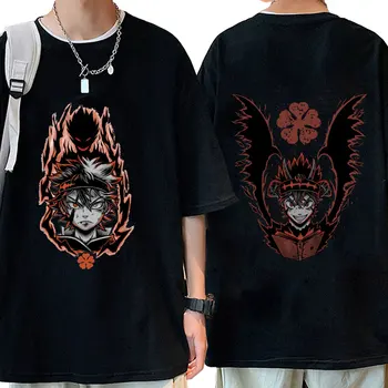 Японската Аниме Тениска с изображение на Черно детелина, тениска с принтом манга Asta, Harajuku, Памук с Високо качество, Мъжки и Женски ризи, мъжки градинска облекло